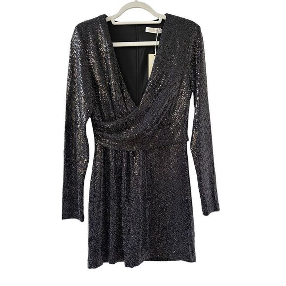 Ramy Brook  Esme Metallic Mini Cocktail Party Dress Womens Black Size 6 - Picture 3 of 7
